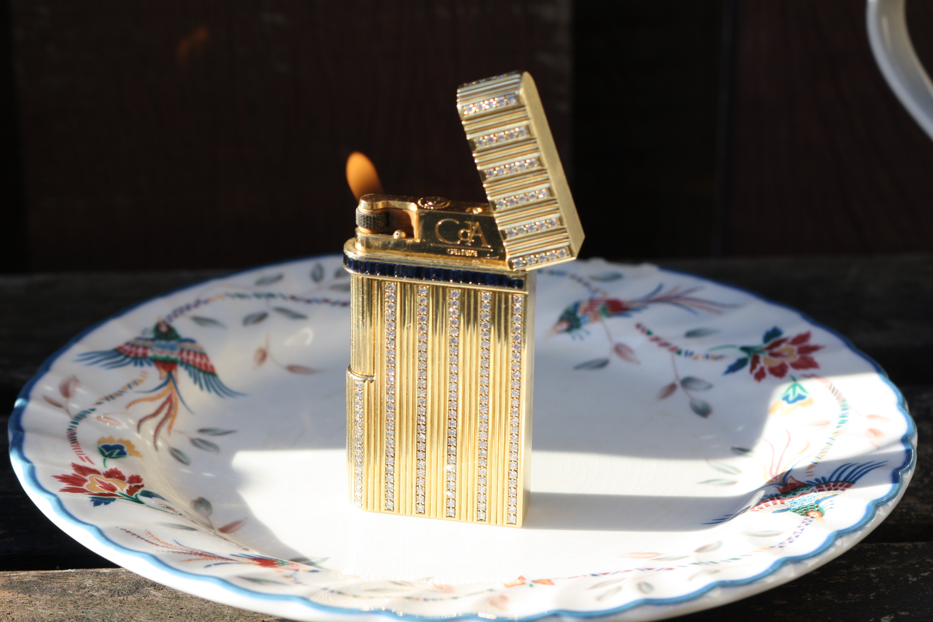 18k Solid Gold Lighter made by DeLaneau & Caran d'Ache VINTAGE TIMES AMSTERDAM